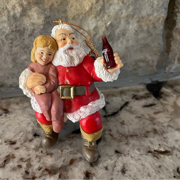 The Coca Cola Company Santa Christmas Ornament 1995 Santa Holding Child & Coke - Picture 4 of 12